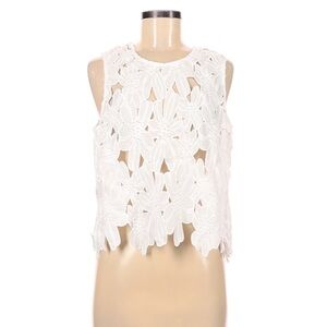 Caution to the Wind White Floral Lace Sleeveless Top